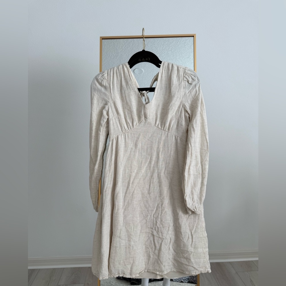 Elegant Cream Long-Sleeve Dress
